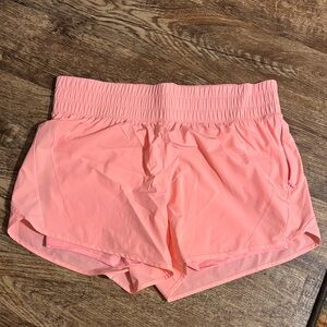 Women's Coral/Pink Athletic Shorts with Built In Compression